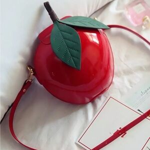Red Apple Shaped Crossbody Bag Minimalist Fashion One Size